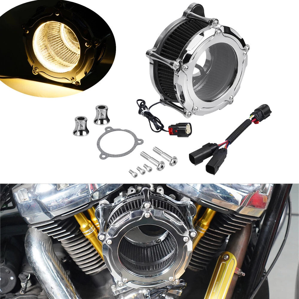 Chrome M8 LED Air Filter Cleaner for Harley Road Glide FLTRX (2017–2023)