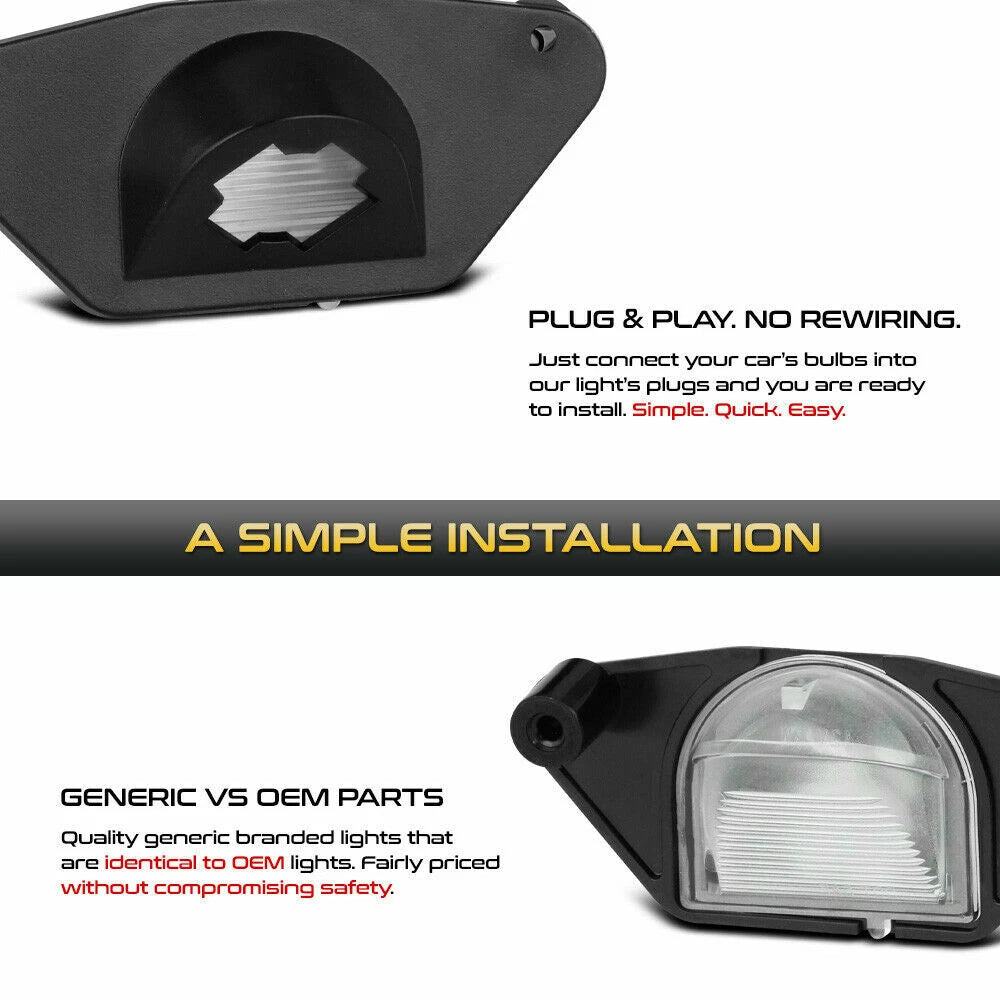 2X White 6000K LED License Plate Lights for Chevrolet Corvette (1968–2013)