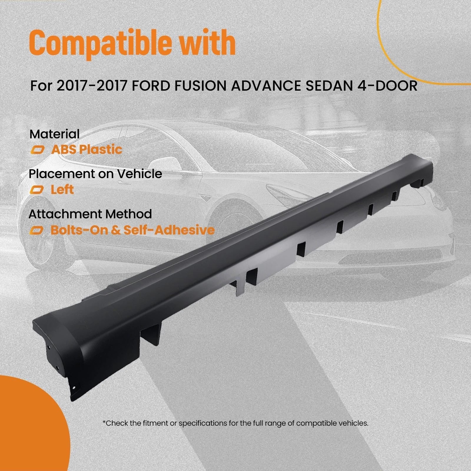 Side Skirt Body Extension for Ford Fusion (2013-2017) Black