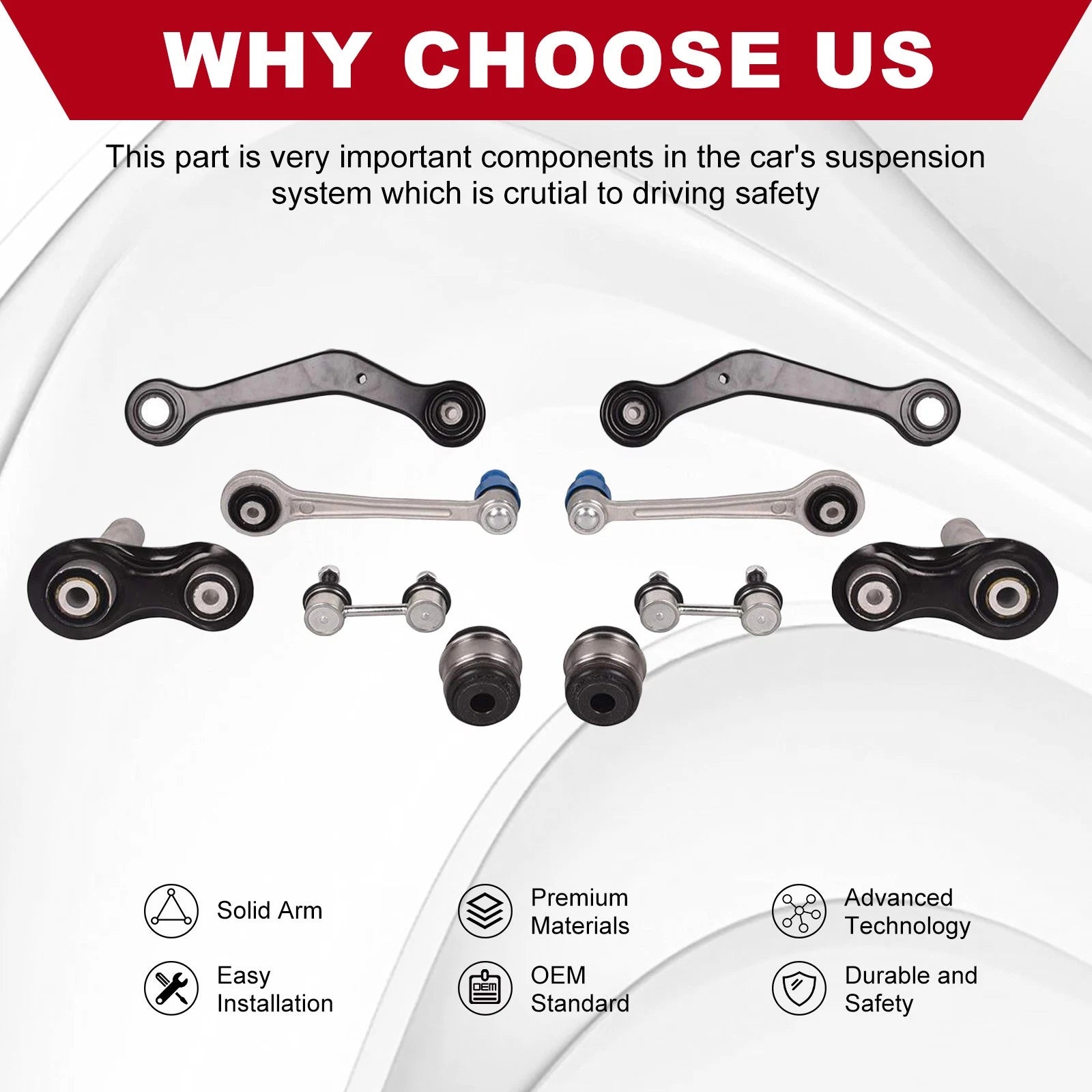 Set of 10 Rear Upper Control Arm Sway Bar Bushings for BMW E38 (1995–2001)