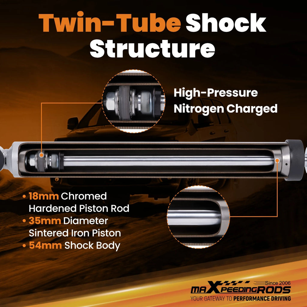 2X Front Lift Shocks for RAM 2500/3500 4WD (2003–2024) Nitrogen Charged