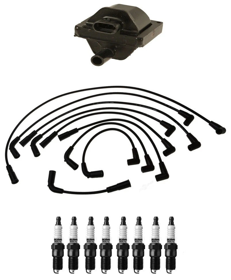 Ignition Wires & Spark Plugs Kit for Buick Caddy Chevy Caprice V8 (1 Coil, 8 Plugs)