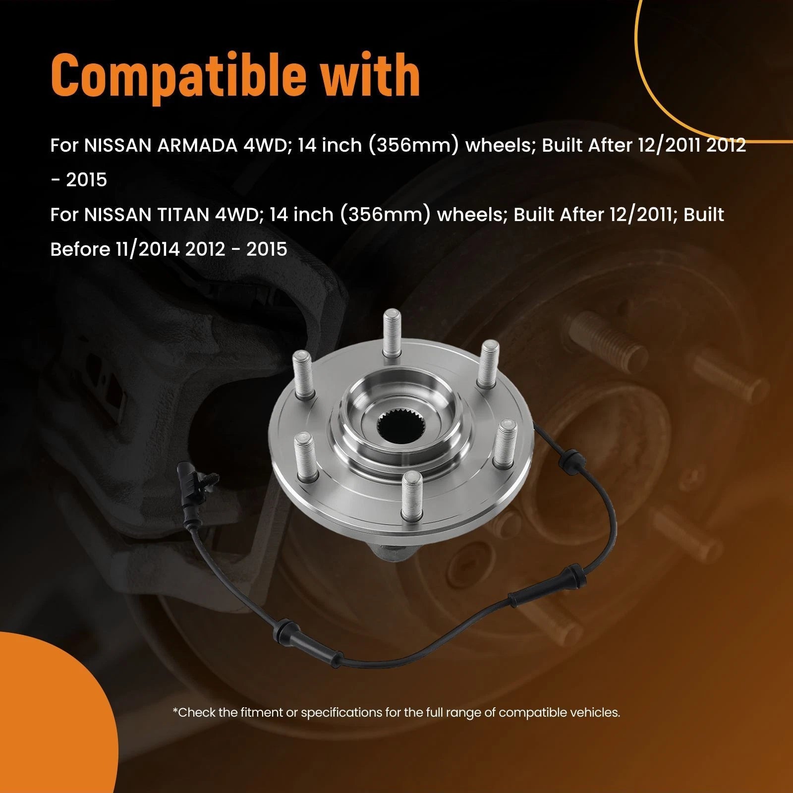 Front Wheel Hub Bearing for Nissan Armada/Titan 4WD (2004–2023) 515155 SP500705