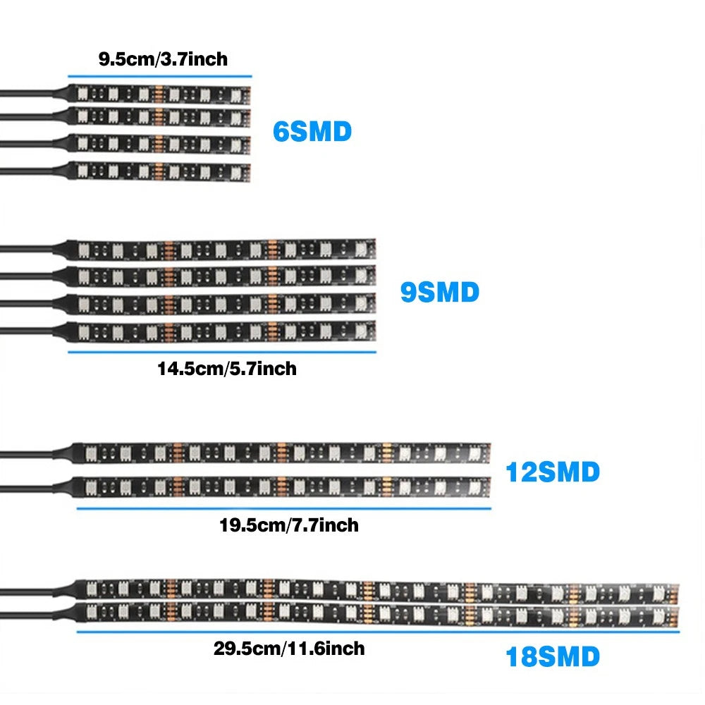 12Pcs RGB LED Under Glow Light Strip Kit for Motorcycle