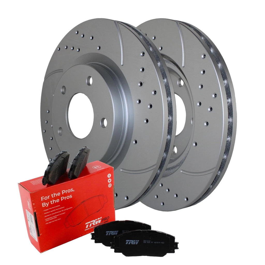 Front Brake Kit with 294mm Drilled Rotors & TRW Ceramic Pads for Sebring Caliber Patriot (2007–2010)