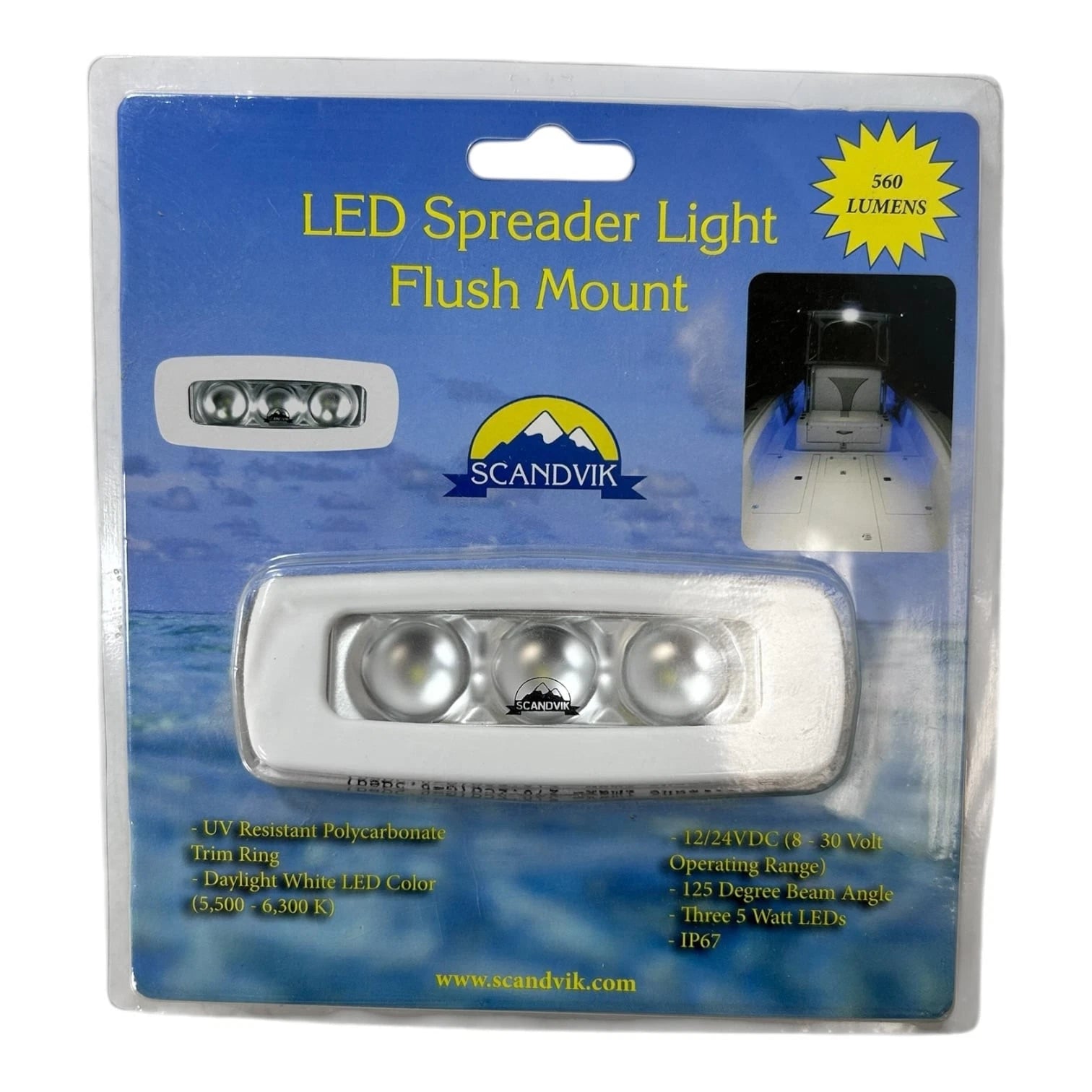 Scandvik 41450P Marine Flush Mount LED Spreader Light 12/24V (N/A)