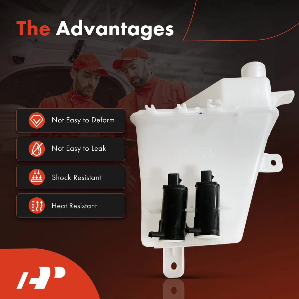 Windshield Washer Reservoir with Cap & Dual Pumps for Chevy Aveo (2004–2007)