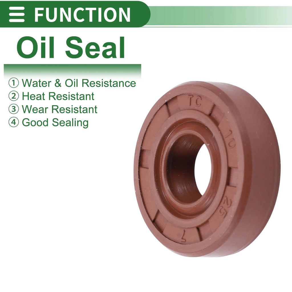 Set of 5 Oil Seal Ring 10x25x7mm for Various Models (Fluorine Rubber)
