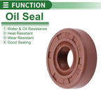 Set of 5 Oil Seal Ring 10x25x7mm for Various Models (Fluorine Rubber)