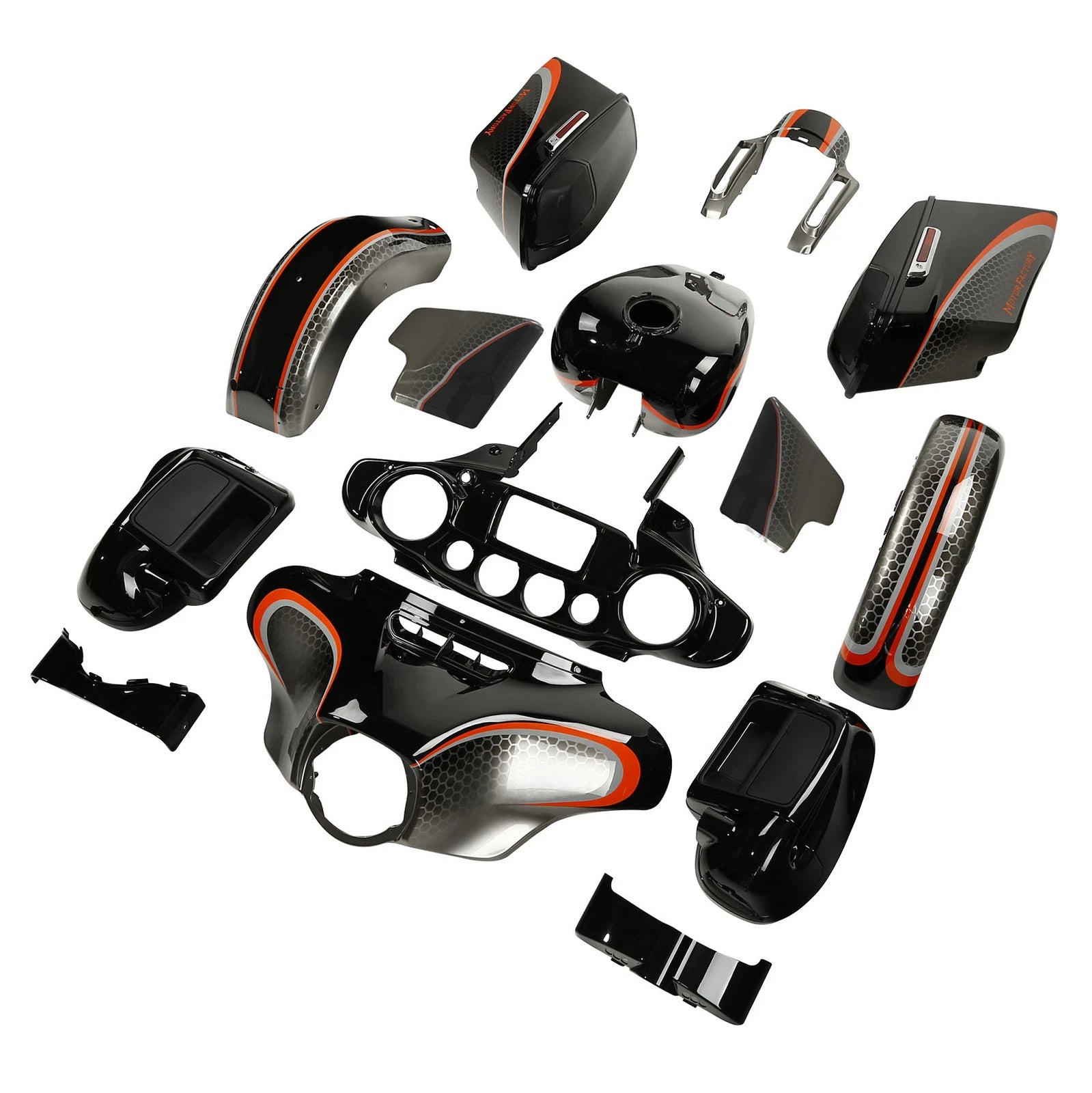 Fairings for Harley Street Glide (2014–2023) Black Honeycomb Fade