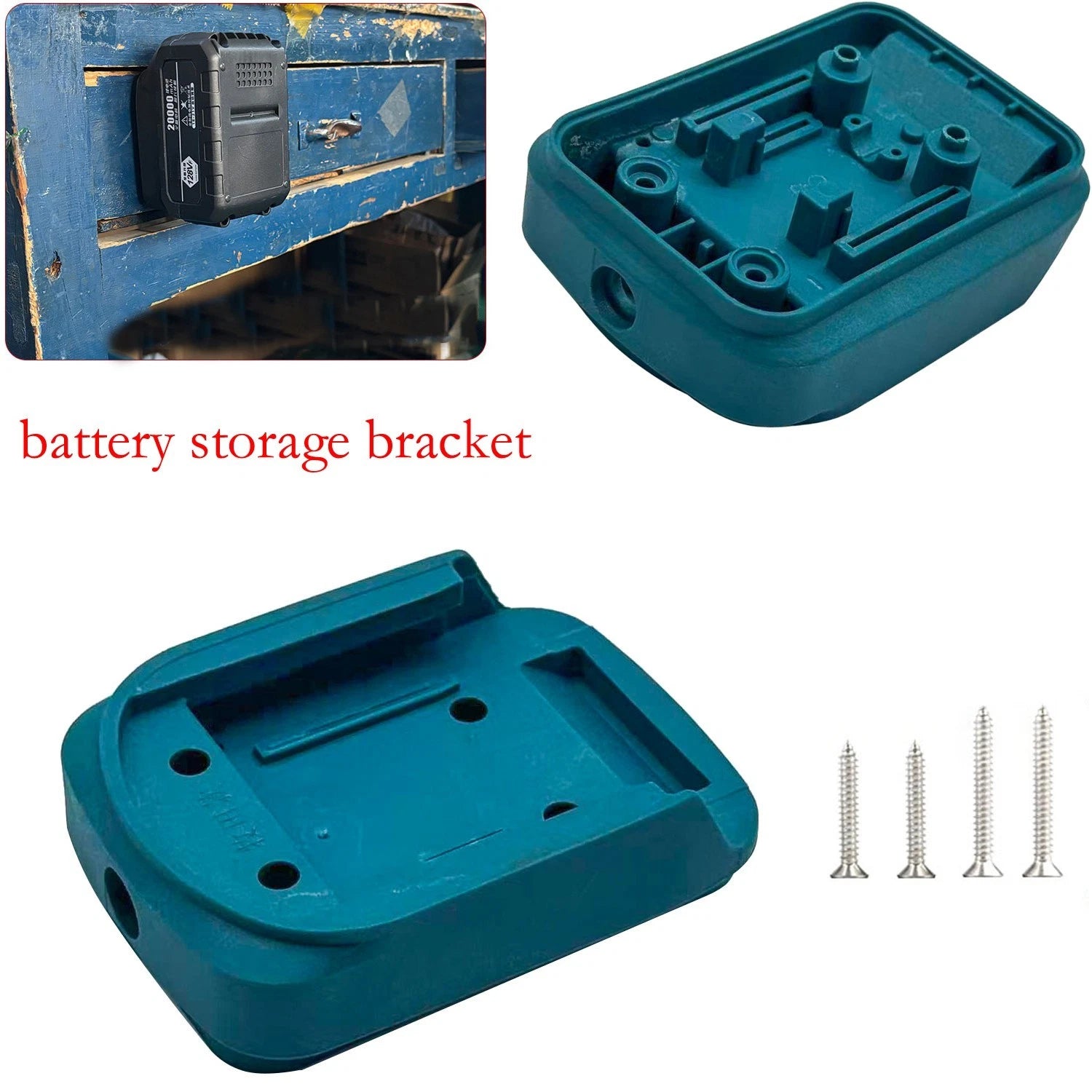 Wall Mount Battery Holder for 18V Power Tool Batteries (BL1830, BL1840)