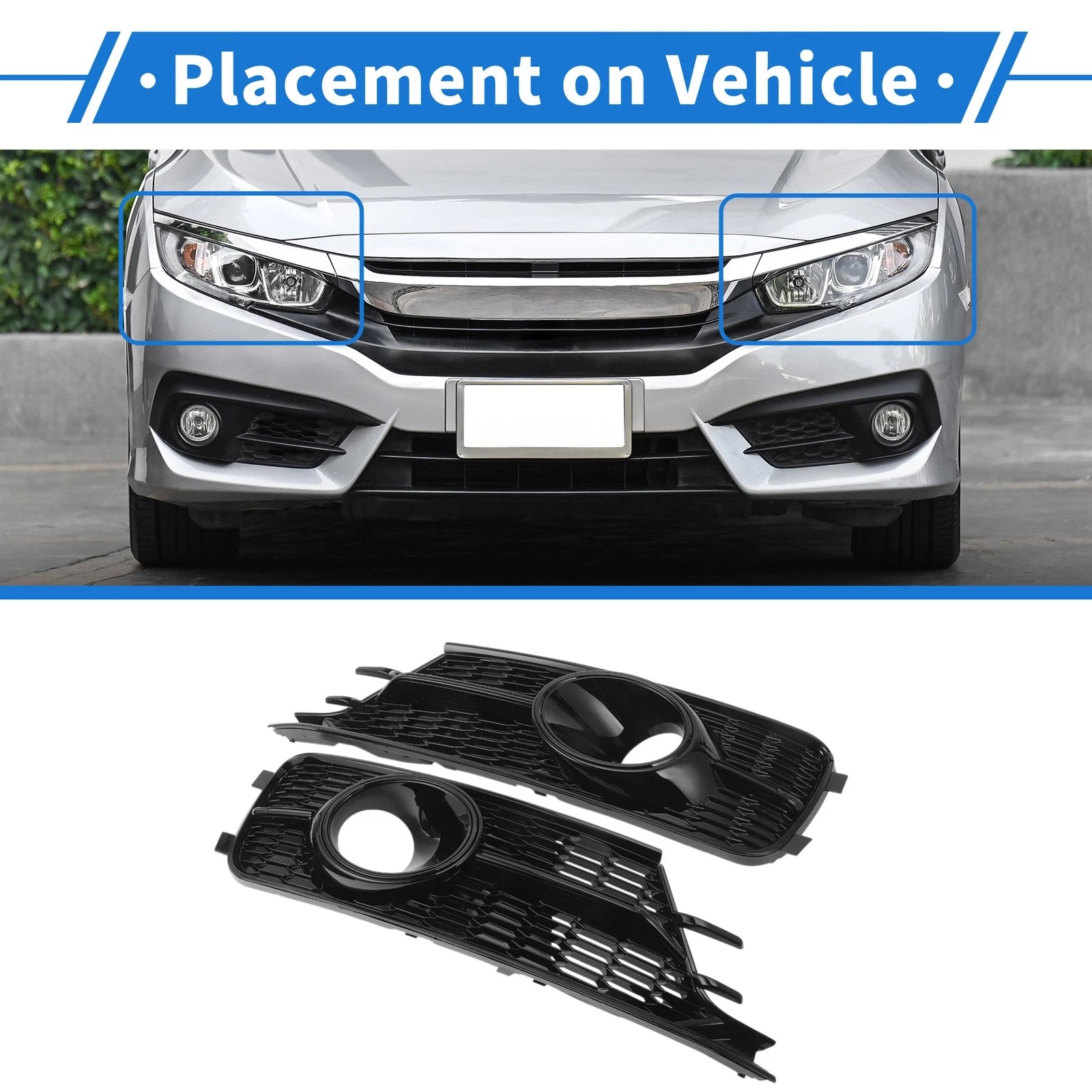 1 Pair Fog Light Grills for Audi A6 (2016–2018) No. 4G0807647A