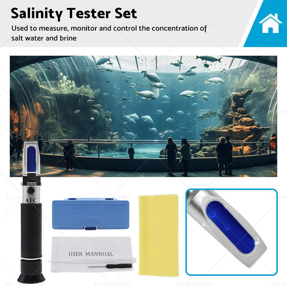 Salinity Refractometer Meter for Aquarium Sea Salt Water Tester (0-100%)