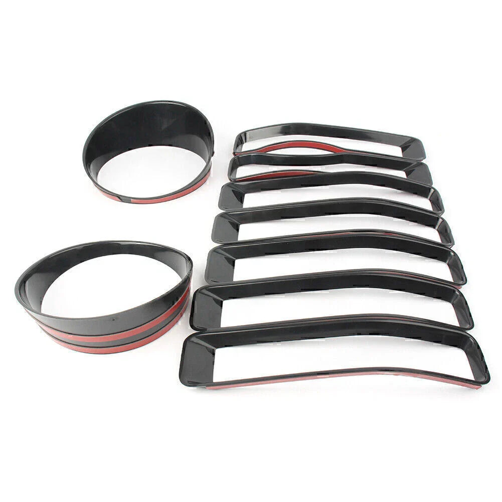 Black Front Grill Insert Headlight Trim Covers for Jeep Wrangler JL (2018)
