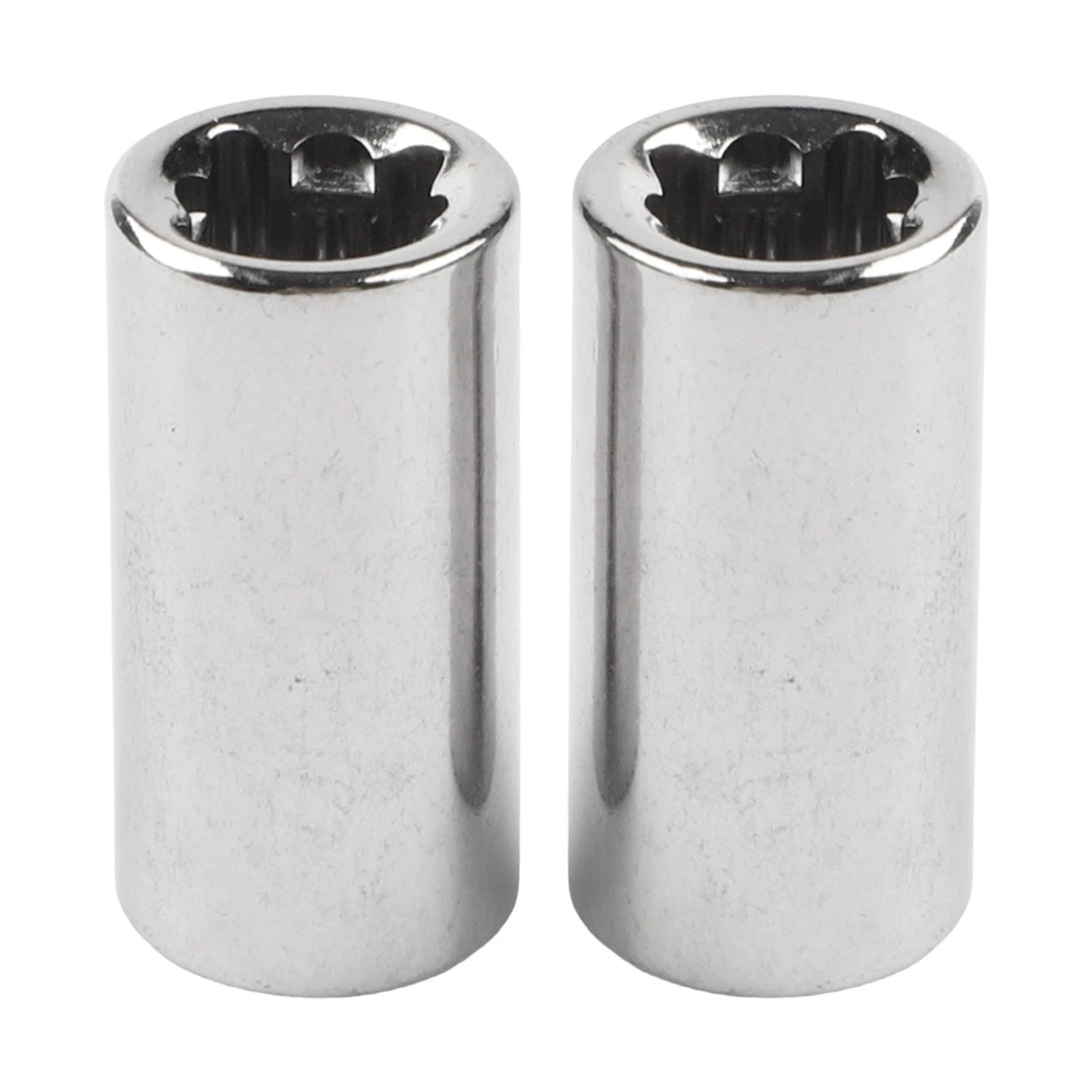 Set of 2 Chrome Steel 14 Inch Square Drive to 14 Hex Socket Bit Adapters