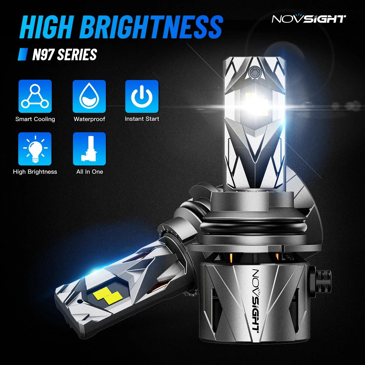 2X 9007 HB5 LED Headlight Bulbs for Conversion Kit (6500K White)