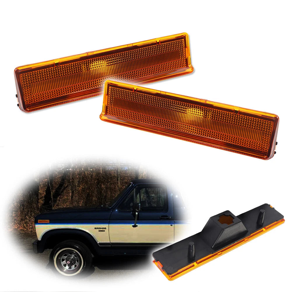 Amber Lens Front Side Marker Lights for Ford Bronco F150 F250 F350
