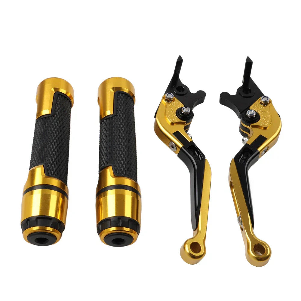 Gold Extendable Brake Clutch Levers & Handlebar Grips for Aprilia Tuono V4