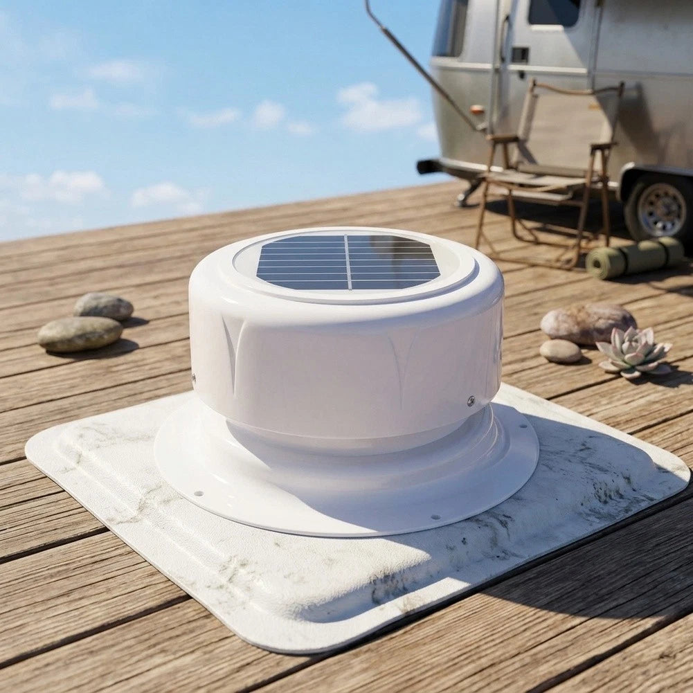 RV Roof Solar Mushroom Vent Fan for Campers Boats (178x92mm)