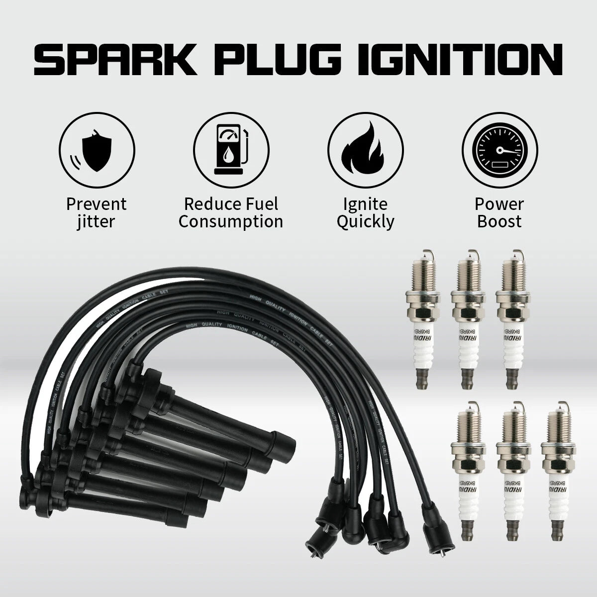 6X Spark Plug + 6X Wire for Mitsubishi Montero Sport (1997–2004) 671-6228
