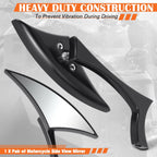 Universal Axe Triangle Sideview Mirror w/Anti-Glare Glass for Naked Bike Cruiser