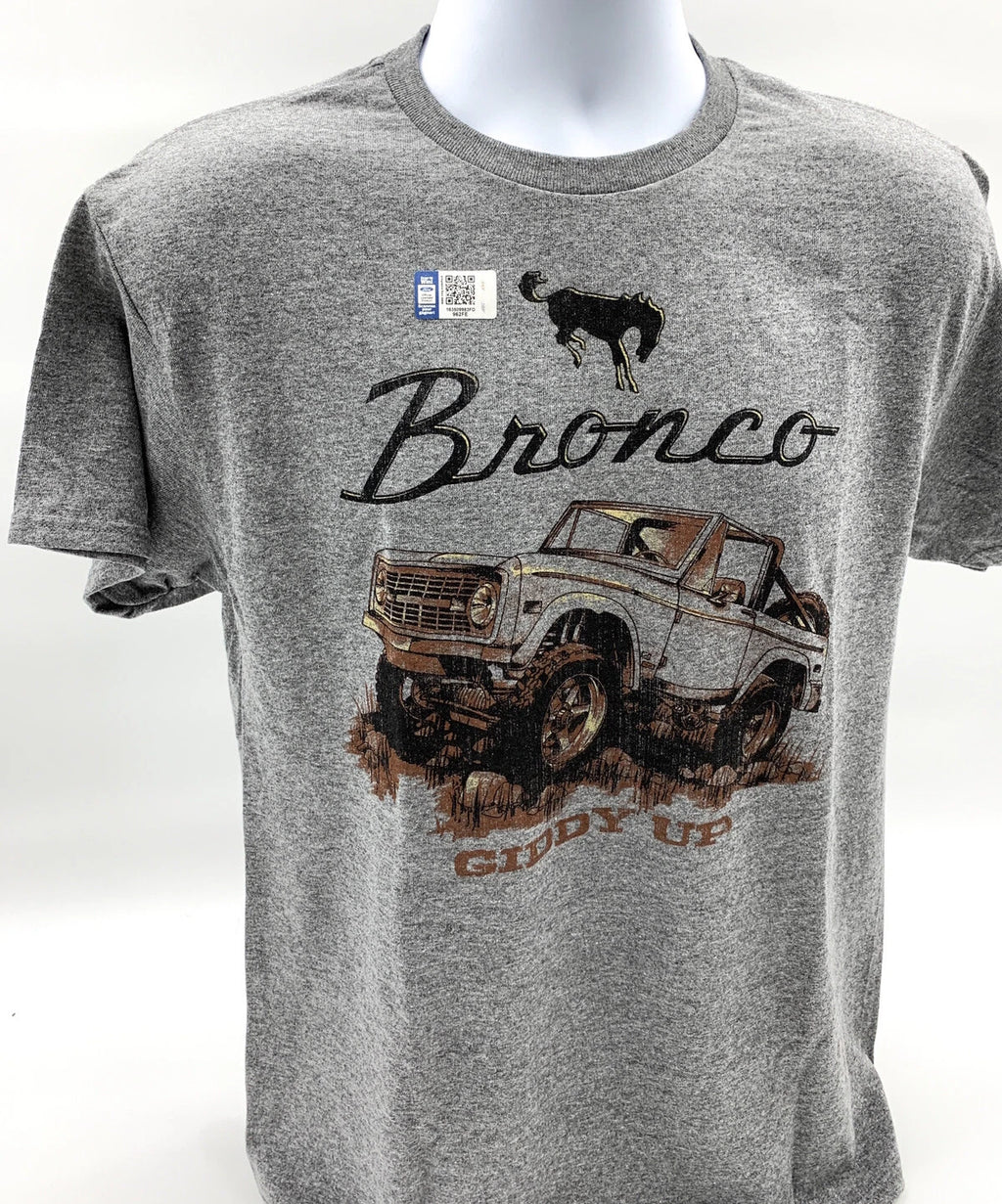 Ford Bronco T-Shirt Gray 1966–1977 Emblem Script for 1st Generation