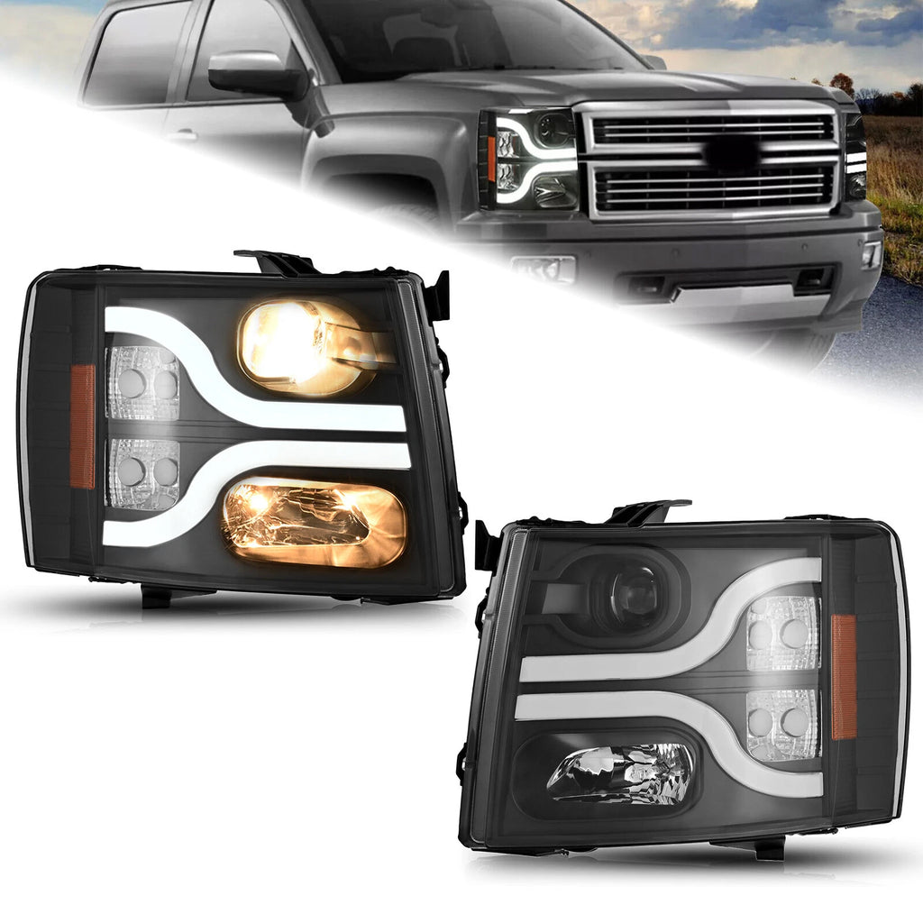 Projector LED Headlights for Chevy Silverado 1500 2500 3500 HD (2007–2013)