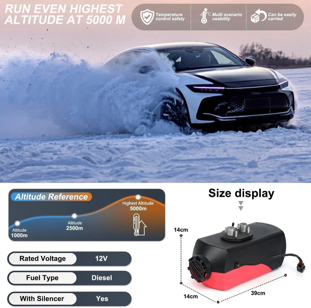 5KW 12V Diesel Air Heater with LCD Thermostat for Trucks Boat Car Trailer