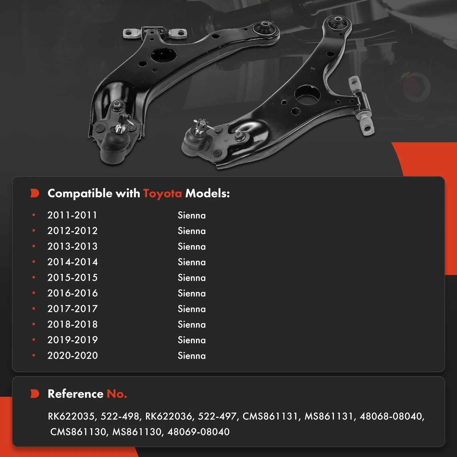 Front Lower Control Arm w/ Ball Joint for Toyota Sienna (2011-2020)