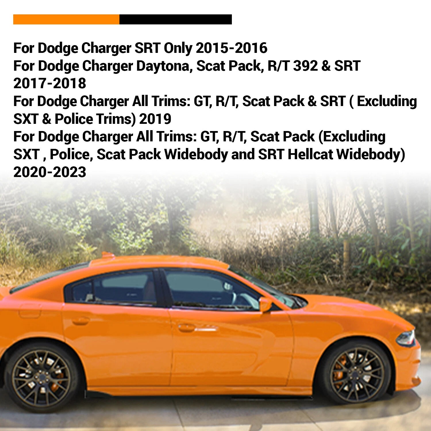 Side Skirts for Dodge Charger SRT Daytona Scat Pack GT R/T (2015–2023) Black
