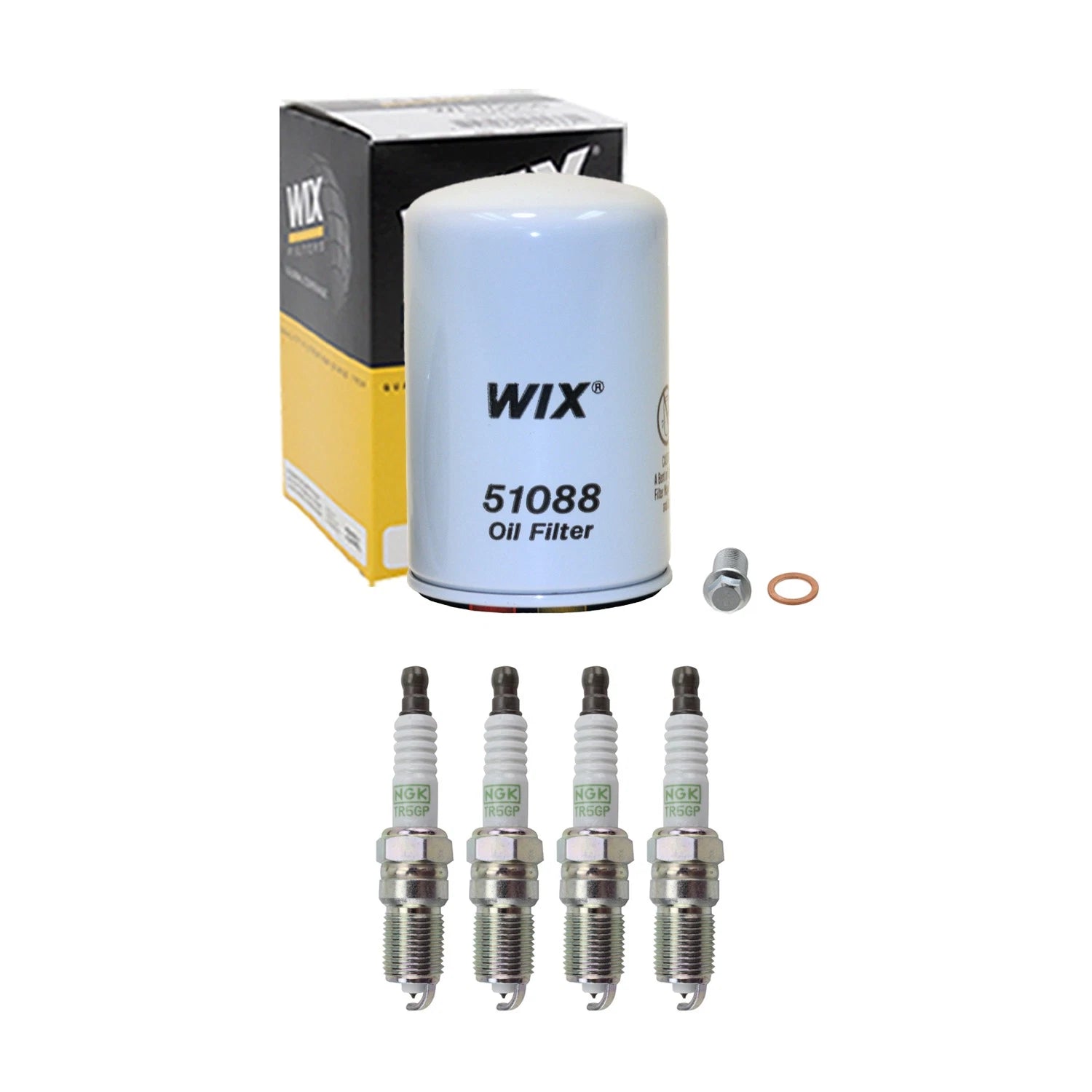 Wix Engine Oil Filter & NGK 4 Platinum Spark Plugs for W201 190E (1982–1993)