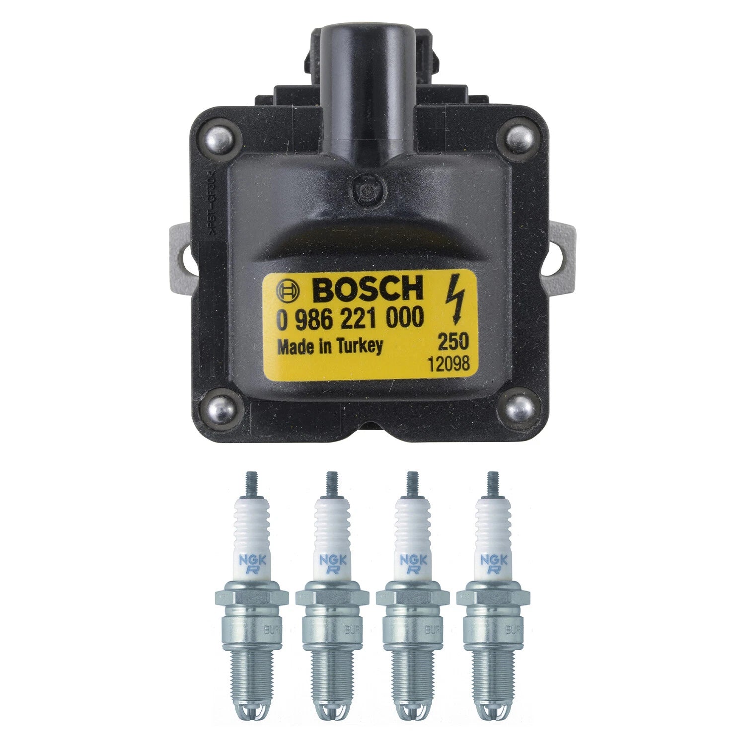 Set of 4 Bosch Ignition Coils & NGK Spark Plugs for VW Golf Jetta Passat (1980)