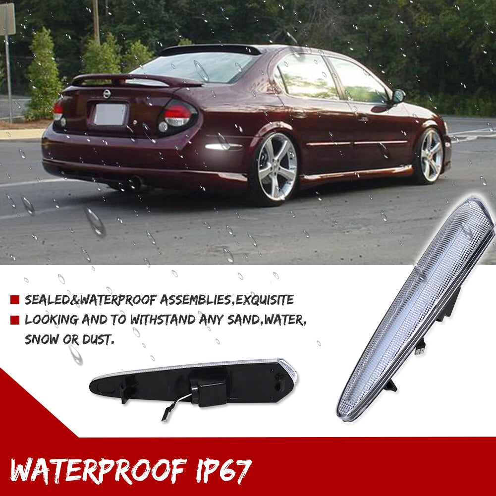 2X Clear White LED Rear Side Marker Lights for Nissan Maxima (2000–2003)