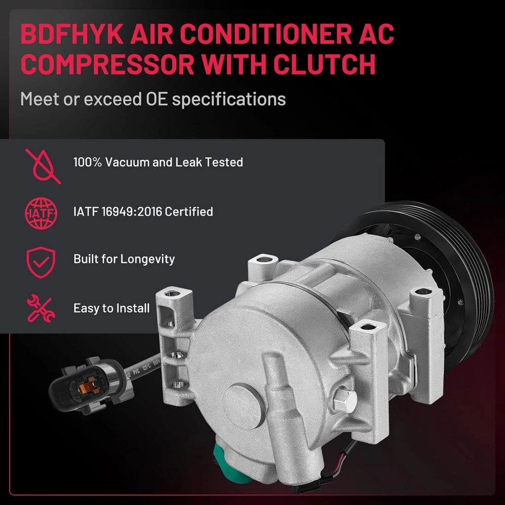 AC Compressor w/Clutch for Hyundai Accent Kia Rio (2012–2017) L4 1.6L