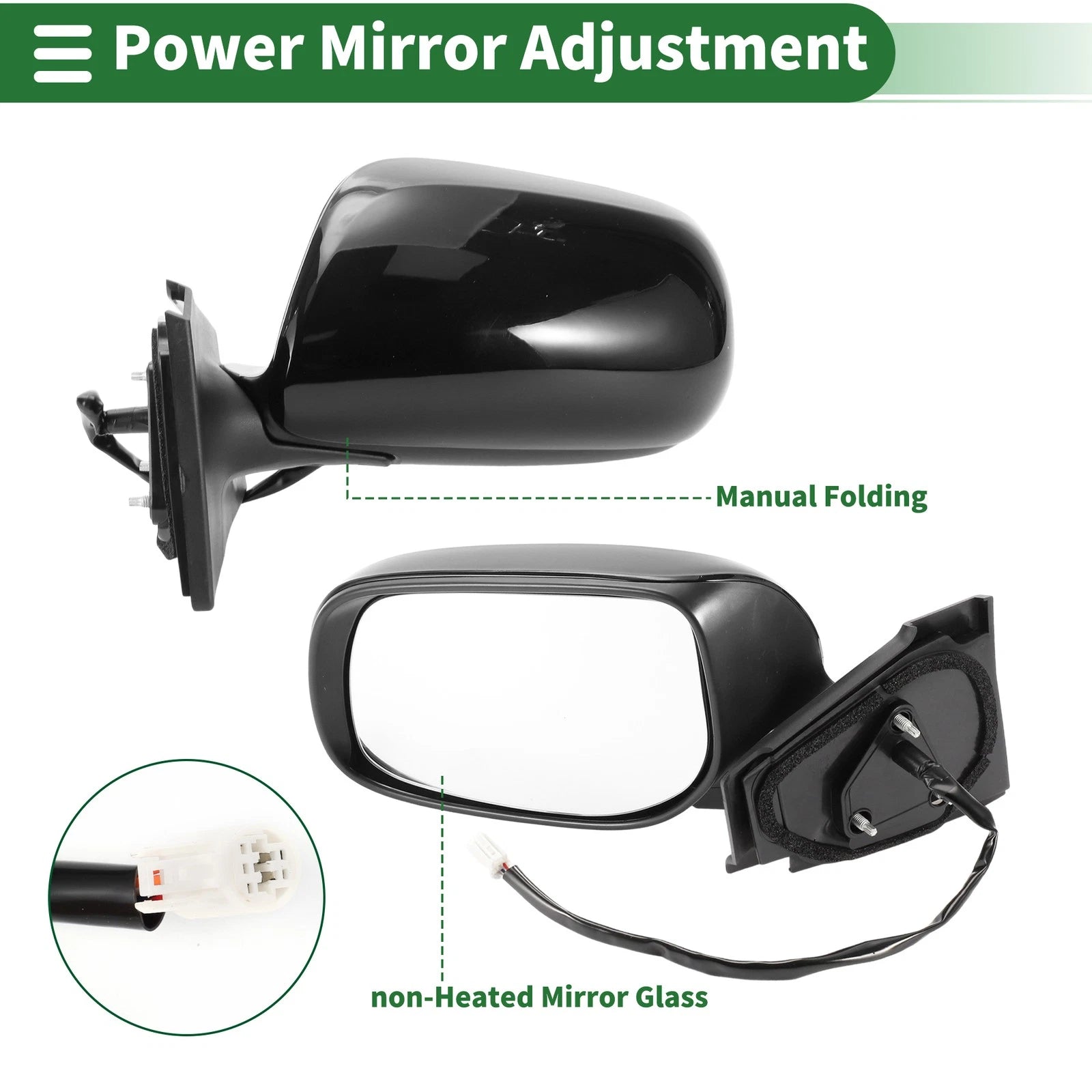 Left Side Door Mirror for Toyota Yaris Hatchback (2012–2018) Manual Folding Gloss Black