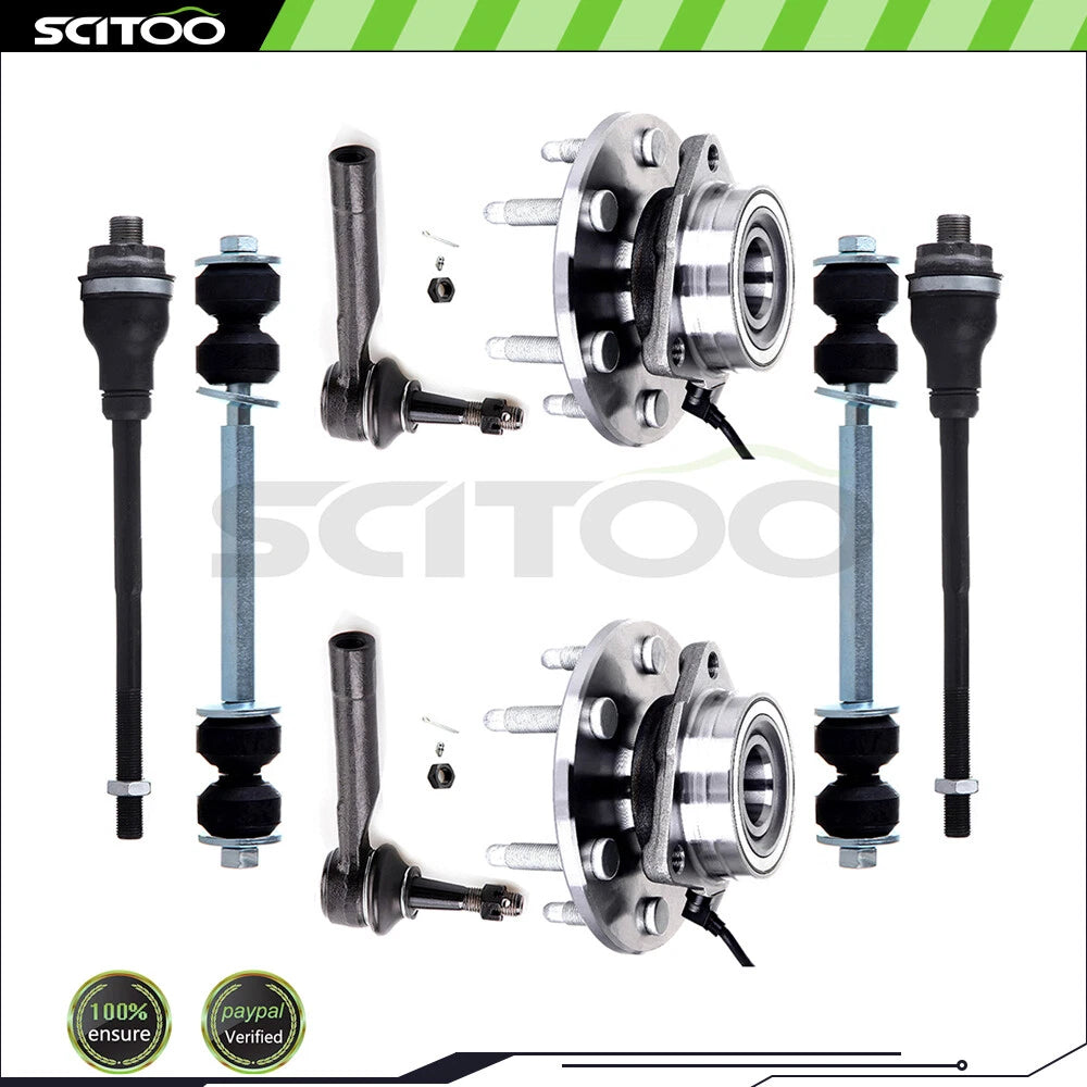 Set of 8 Front Steering Tie Rod Ends & Sway Bar End Links for Cadillac Escalade (2002–2006)