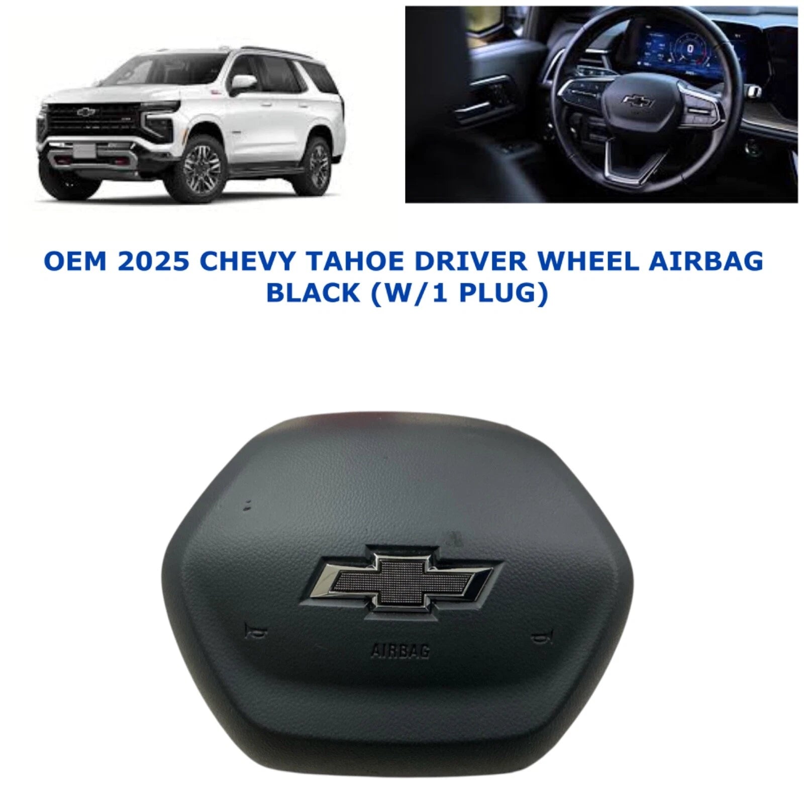 Driver Wheel Airbag for Chevy Tahoe (2025) W/1 Plug Black