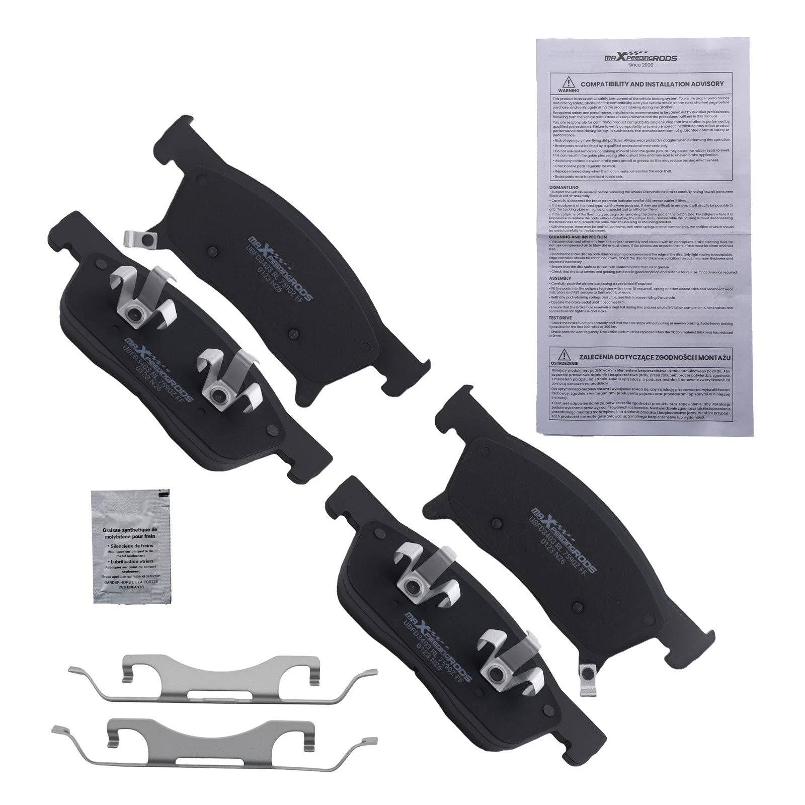 Front Brake Pads Set for Subaru Ascent (2019–2025) P2170 D2170 w/Lubricant