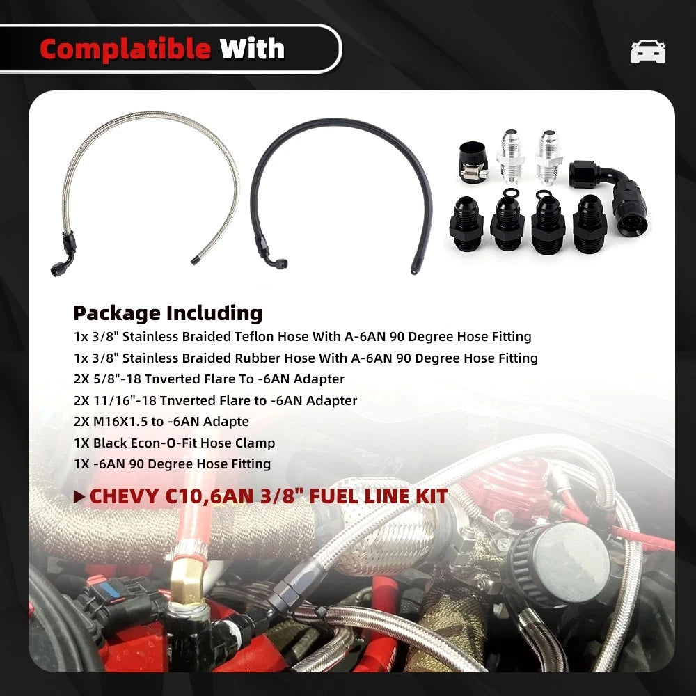 6AN Power Steering Hose Kit for Chevy LS Swap