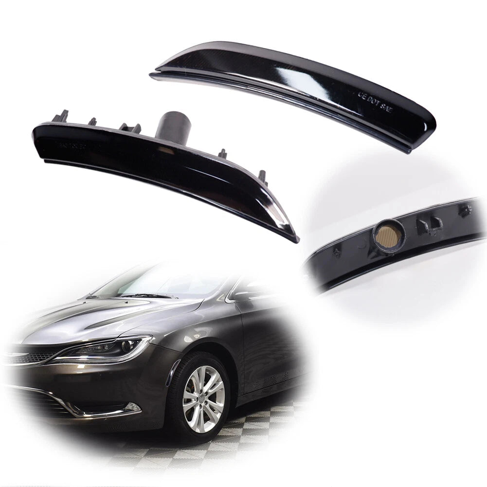 2X Smoked Lens Front Bumper Side Marker Lights for Chrysler 200 (2015–2017)