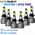 Set of 6 LED Headlight Kit 9005 H11 Fog Light Bulbs 6500K for