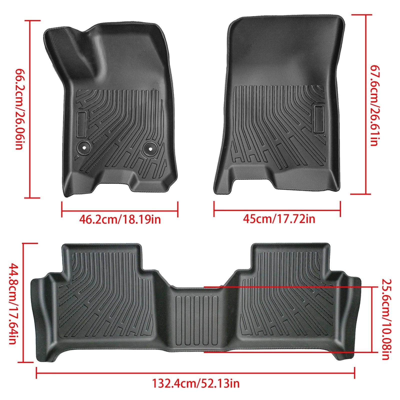 3PCS TPE Waterproof Floor Mats for Chevy Colorado GMC Canyon (2023–2026)