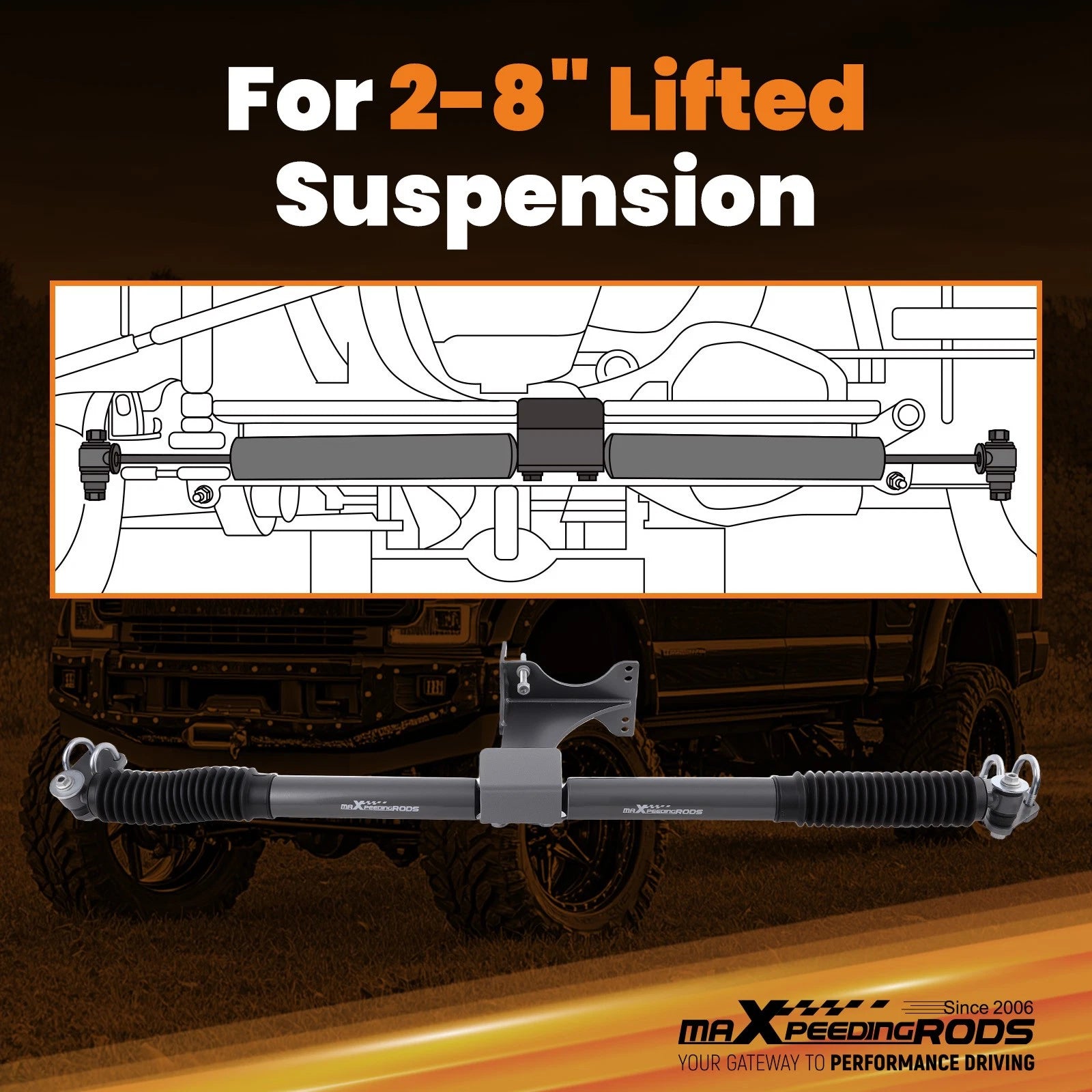 Dual Steering Stabilizer Shocks for Ford F250 F350 4WD Super Duty (2005–2024)
