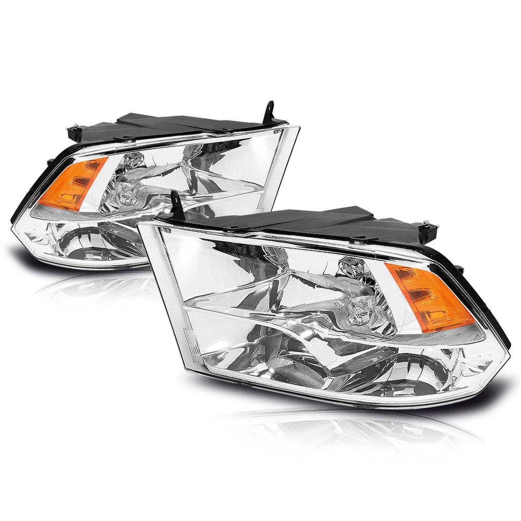 Chrome Housing Quad Headlight Amber Side Corner Lamps for Dodge Ram Pickup (2009–2018)