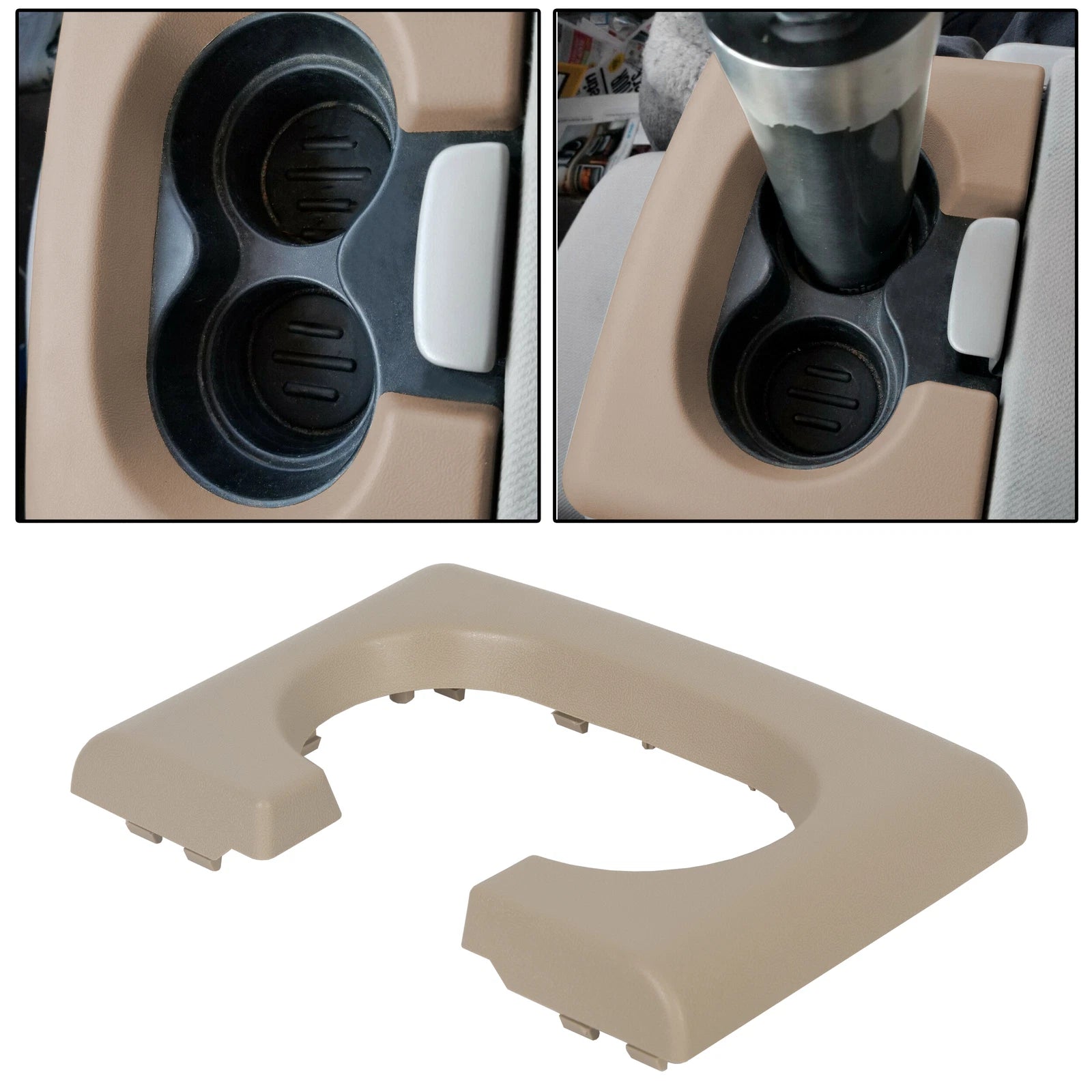 Center Console Cup Holder Armrest Cover Trim Pad for Ford F-150 (2004–2014) Beige