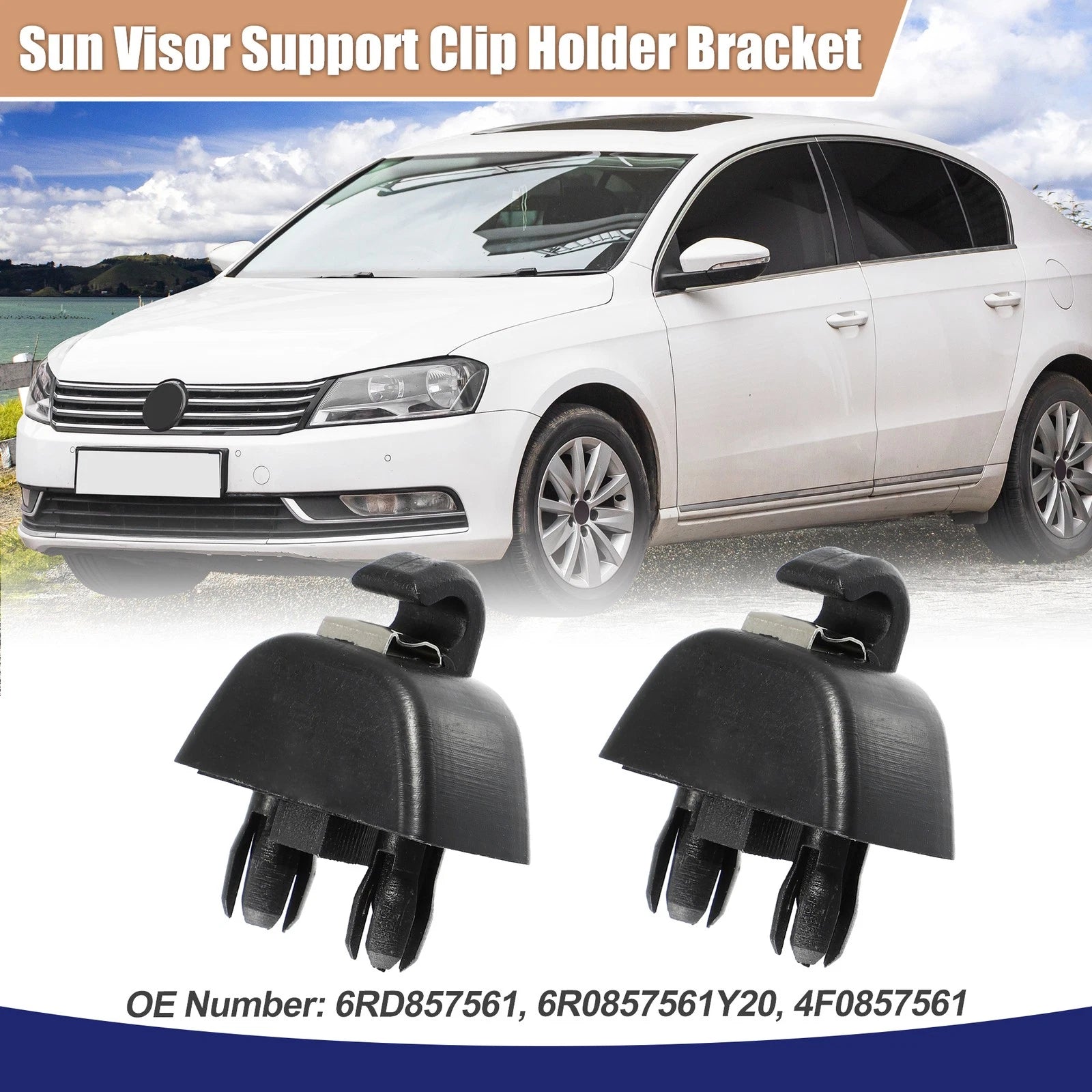 2X Sun Visor Support Clip Retainer for Volkswagen Passat (2012–2015)