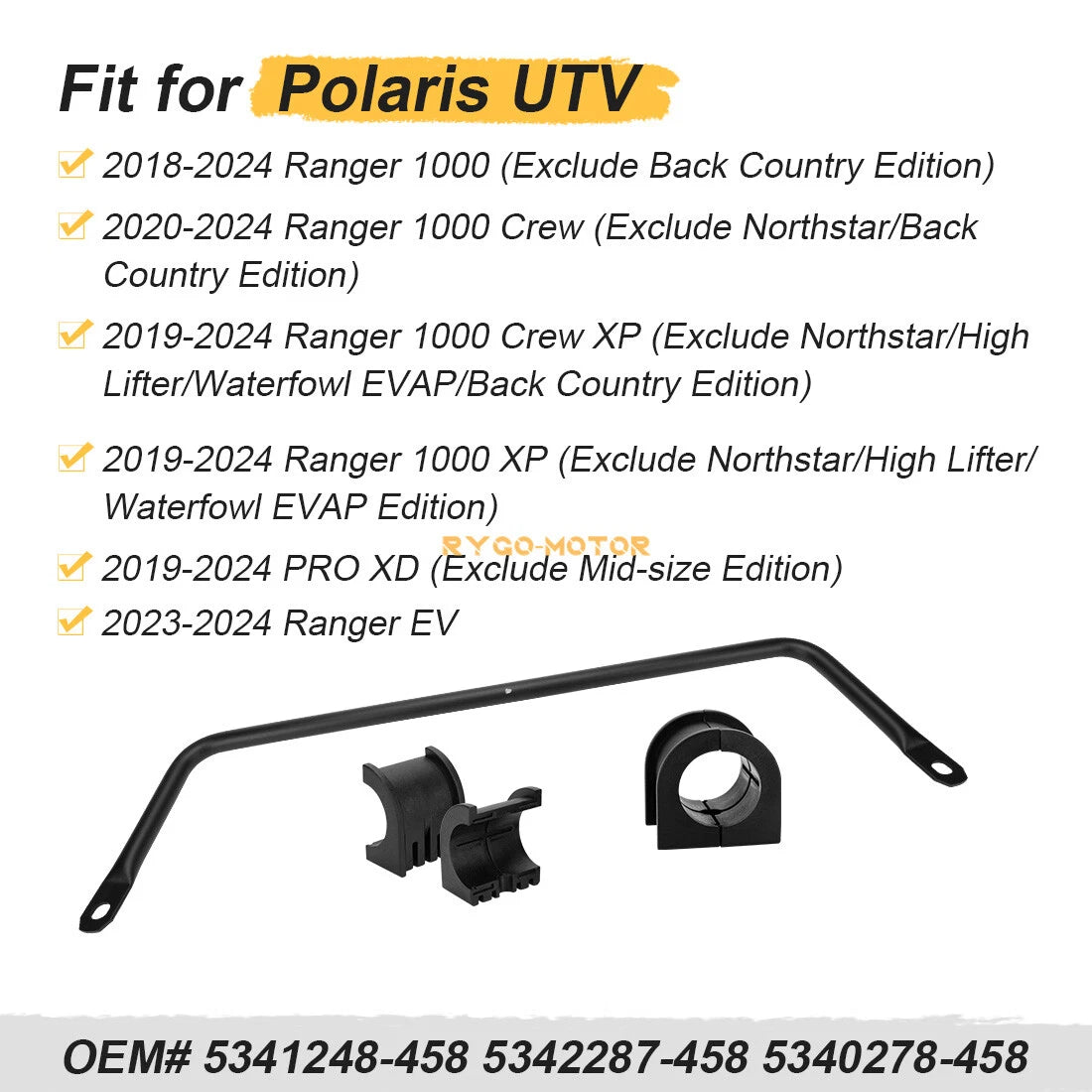 Rear Suspension Stabilizer Bar for Polaris Ranger 1000 Crew XP 1000 (2017–2023)