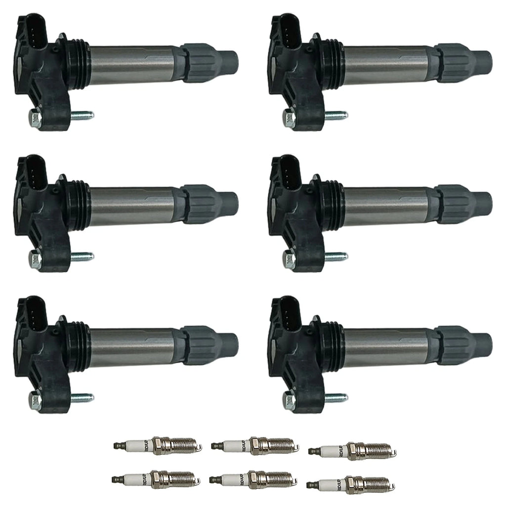 Set of 6 Ignition Coils & Iridium Spark Plugs for Cadillac GMC Chevy Buick