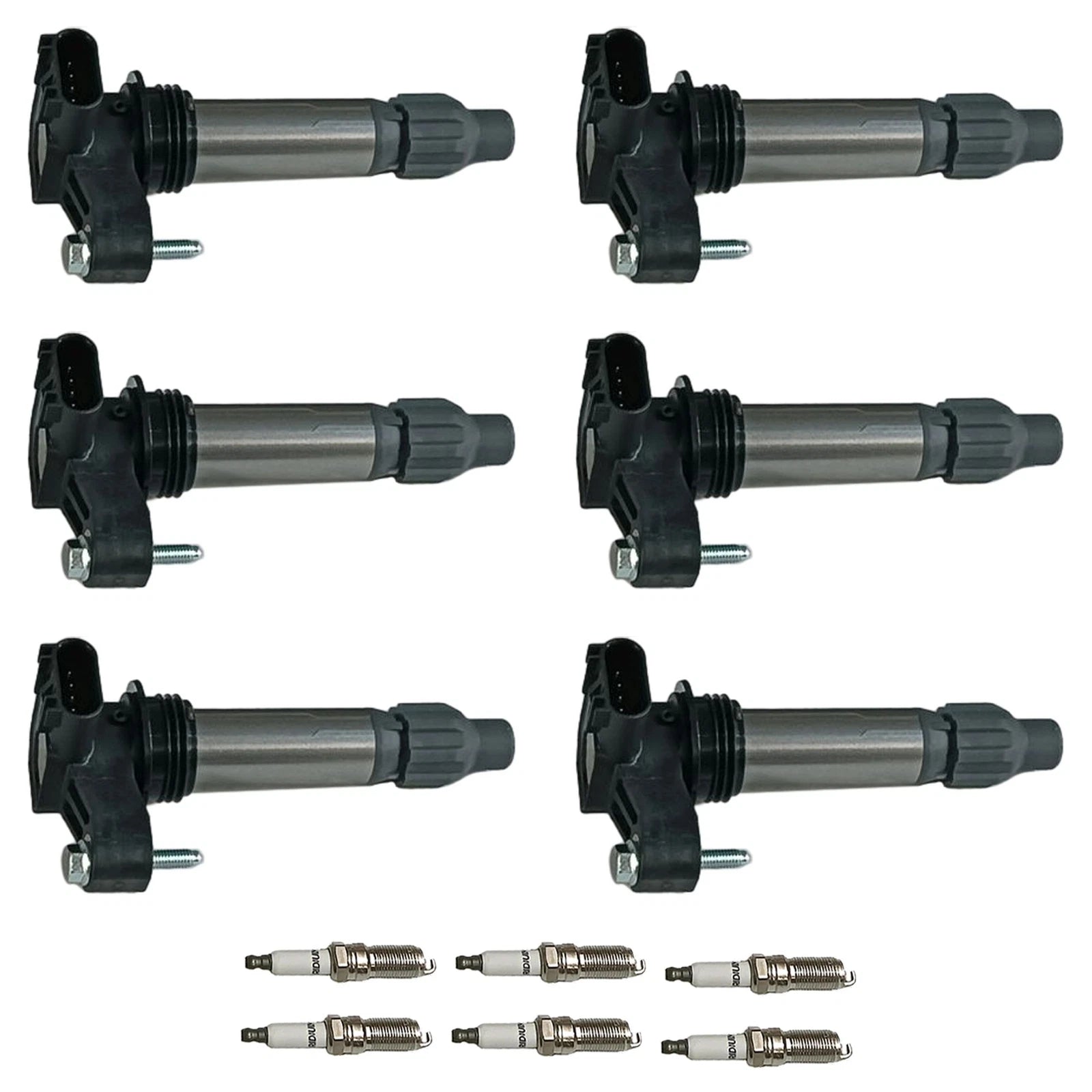 Set of 6 Ignition Coils & Iridium Spark Plugs for Cadillac GMC Chevy Buick