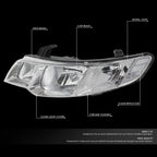 Set of 2 Chrome Housing Clear Lens Headlights for Kia Forte (2010–2013)
